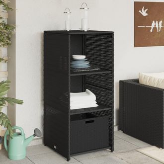 vidaXL Armario De Almacenaje De Jard&iacute;n Rat&aacute;n Pe Negro 50x55x115 Cm Vidaxl