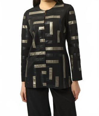Joseph Ribkoff Two-Tone Crew Neck Jacket In Black/multi