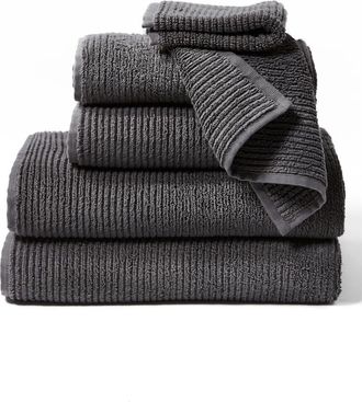 Coyuchi Temescal 6-Piece Organic Cotton Bath Towel, Hand Towel & Washcloth Set in Shadow at Nordstrom, Size 6 Piece Set