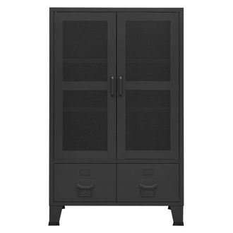 Berkfield Home Industrial Storage Chest Black Metal