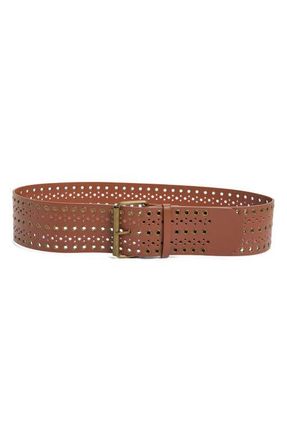 BP. Cutout Grommet Wide Faux Leather Belt in Brown at Nordstrom, Size Medium
