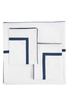 Melange Home Classic Border Embroidered Duvet & Sham Set in Navy at Nordstrom Rack, Size Full/queen