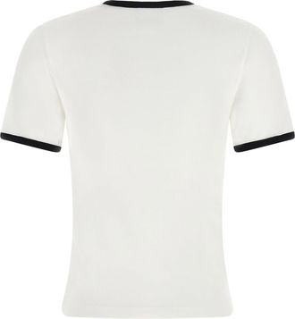 Courr&egrave;ges Logo-Embroidered Contrast-Trim T-shirt - White