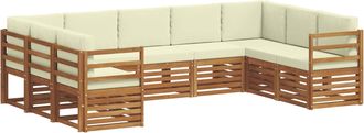 vidaXL Conjunto De Sof&aacute;s De Exterior 9 Uds. Natural Y Crema Vidaxl
