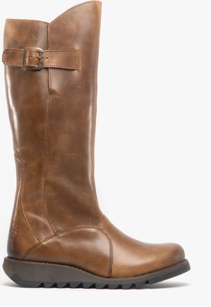 FLY London MOL 2 Womens Leather Tall Boots Camel - Brown - Size UK 3