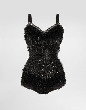 Dolce & Gabbana Sequined And Micro-beaded Bodysuit - Woman Shirts And Tops Multicolor 38