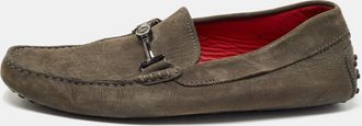 Tod's Tods Grey Nubuck Gommino Double T Driving Loafers
