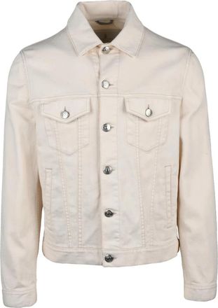 Brunello Cucinelli Getailleerd denimjack - Heren - Spijkerjassen - Beige - M - Leer - Jassen
