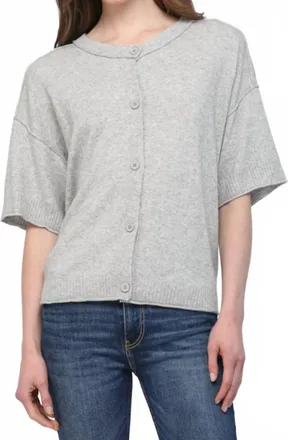 Fate Cashmere Blend Ribbed Neck And Sleeve Buttoned Cardigan In Grey