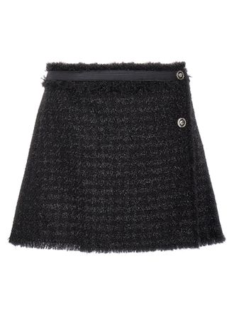 Versace Black Virgin Wool Long Womens Skirt