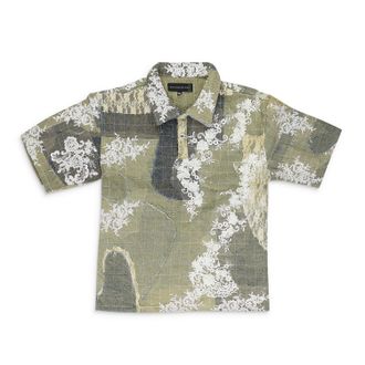 Who Decides War by Ev Bravado BLUE LACE PATCHWORK BUTTON-DOWN SHIRT
