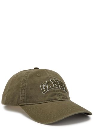 Ganni Logo-appliqu&eacute;d Cotton cap - Grey - One Size