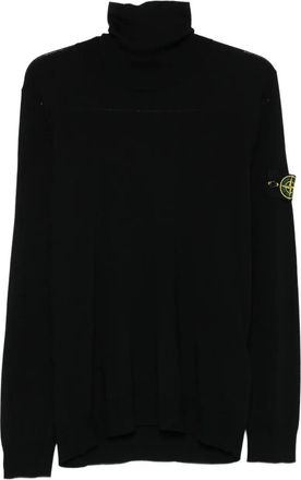 Stone Island Maglione Dolcevita In Lana A Coste-Uomo