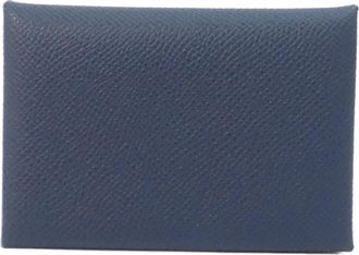 Herm&egrave;s Blue Epsom Leather Coin Purse/Coin Case (Pre-Owned)