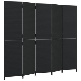 vidaXL Biombo De 5 Paneles Rat&aacute;n Sint&eacute;tico Negro Vidaxl