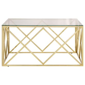 Berkfield Home Modern Coffee Table Gold Stainless Steel & Tempered Glass
