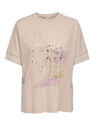Only Kurzarmshirt ONLY ONLJANY S/S O-NECK PRINT TOP BOX JRS, Damen, Gr. XL, pumice stone print:janey journey, Jersey, Obermaterial: 53% Viskose, 47% Nylon,