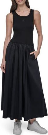 DKNY Mixed Media Maxi Dress in Black at Nordstrom Rack, Size Xx-Small