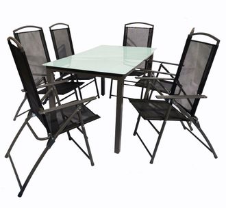 ebuy24 Vcm 7 Pcs Conjunto De Muebles De Jard&iacute;n Grupo De Asientos Grupo De Comedor 1x Mesa, 6x Sillas Mesa Dimensiones Aprox. Al. 76 X An. 140 X P. 80 Cm Jueg