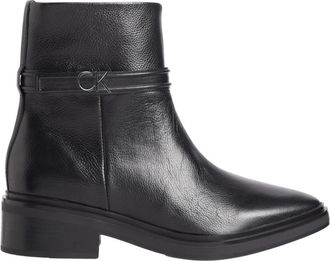 Calvin Klein Zwarte Enkellaarsjes - Dames - Enkellaarsjes - Zwart - 37 EU - Leer - Schoenen