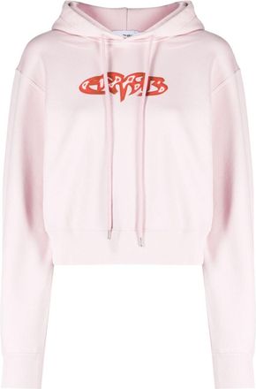 AMBUSH Light Pink Amb Graphic Cropped Cotton Hoodie