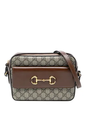 Gucci Borsa a tracolla Morsetto 1955 piccola in tessuto GG Supreme 2016-2025 - Marrone