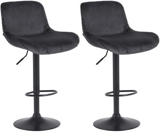 Clp Clp - Lote De 2 Taburetes De Bar Solon Negro Negro Terciopelo