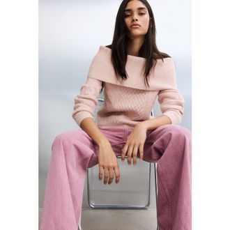 H&M Off-the-shoulder Jumper in Light Pink at Nordstrom, Size Xx-Small