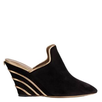 Ferragamo Ebby Velvet Wedge Mules, Size 7 C