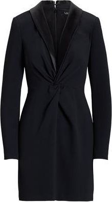 Ralph Lauren SATIN-TRIM CREPE COCKTAIL DRESS