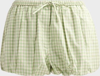 SIMKHAI Gingham Bubble Cotton-Blend Shorts