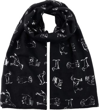World of Shawls Pug Dog, Dachshund Dogs, Spaniel Dog, Jack Russell Print Scarf - All Seasons Lovely Soft Scarf Wraps Shawl Scarves (Glitter Dog Black)