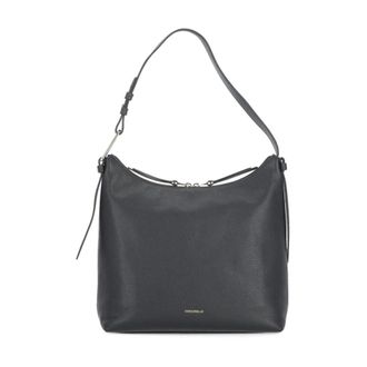 Coccinelle Shoulder Bags, female, Black, Size: ONE SIZE Black Leather Shoulder Bag with Handle