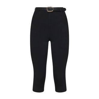 Self Portrait Ribbed-Knit Cropped Broeken - Dames - Vrijetijds broeken - Zwart - M - Polyester - Broeken