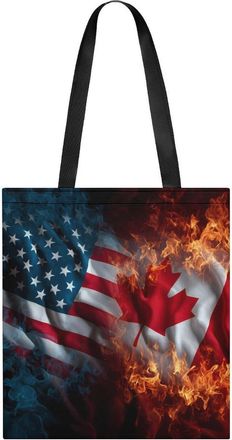 Generic Canada USA Fire Flag Tote Bag for Women Men Shoulder Bags Purses Pouch Handbags