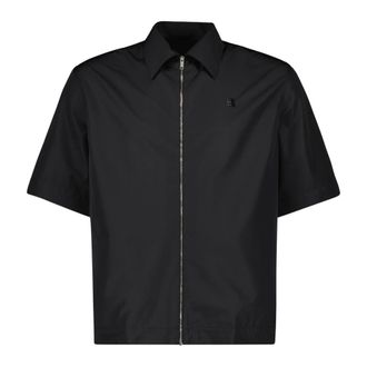 Givenchy Short Sleeve Shirts, male, Black, M, Zippered Shirt with 4G Detail
