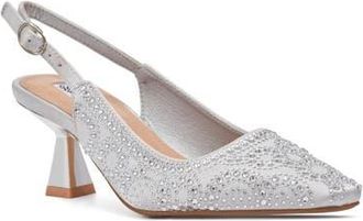 Lady Couture Geometric Rhinestone Design Slingback Pump in Silver at Nordstrom, Size 12