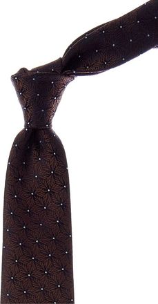 Canali Brown Leaves Silk Tie
