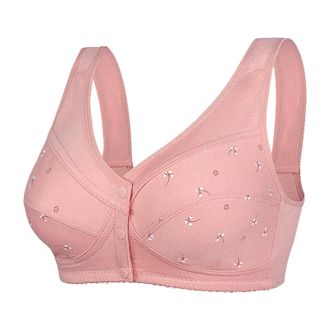 Generic SDERG Front Fastening Bras for Women UK Plus Size Womens Bras Non Wired Full Coverage Soft Comfortable Daisy Bras for Older Women UK Floral Print Non 
