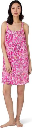 Lauren Ralph Lauren Double Strap Short Gown Womens Clothing Pink Ground Floral : LG (US 12-14), Cotton/Viscose