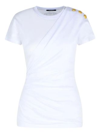 Balmain Short-Sleeved Draped Jersey T-Shirt