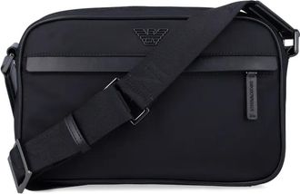 Emporio Armani Borsa a tracolla con placca logo - Nero