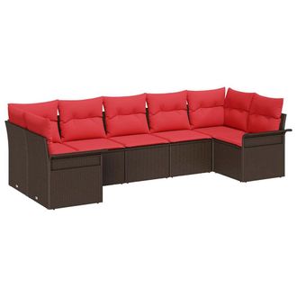 vidaXL Set Divano Da Giardino 7 Pz Marrone Polyrattan Vidaxl