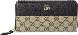 Gucci Gg Marmont Gg Supreme Canvas & Leather Zip Around Wallet