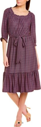 Melissa Masse Ruffled Tile Printed Dress In Black/purple/pink