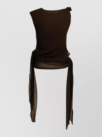 Ganni draped tank top round neck side tie