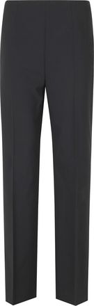 Alberta Ferretti Black Tropical Wool Back Pockets Wool-Blend Straight-Leg Pants