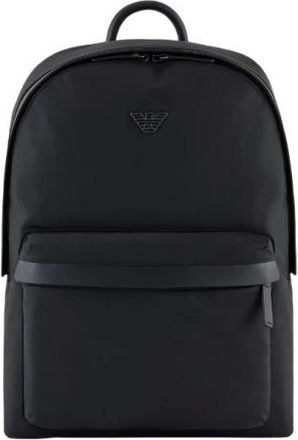 Emporio Armani Tassen, Heren, Zwart, ONE Size, Nylon, Nylon Rugzak met Dubbele Rits, Zwart