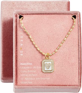 Chelsea28 Pav&eacute; Cubic Zirconia & Mother-of-Pearl Pendant Necklace in White- Clear- Gold at Nordstrom