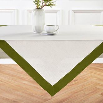 Solino Home Linen Table Throw - Contempo, 52 x 52, 52 x 52 in Avocado And White at Nordstrom, Size Medium